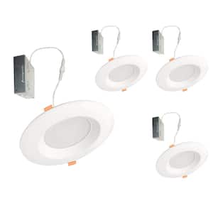 6 in. Canless, 75-Watt Equivalent, New Construction Integrated LED Recessed Light Kit with Metal JBOX(4-Pack )