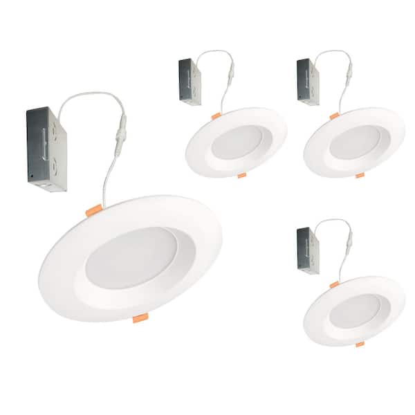 Bulbrite 6 in. Canless, 75-Watt Equivalent, New Construction Integrated LED Recessed Light Kit with Metal JBOX(4-Pack )