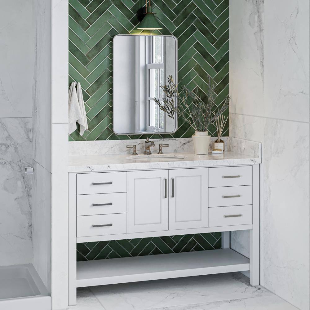 Magnolia 54-Inch White Solid Wood Single Bathroom Vanity Base