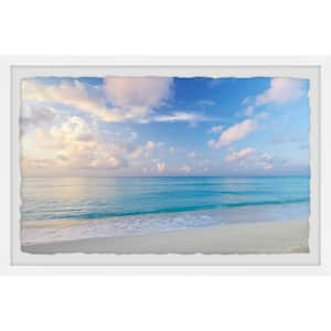 Design Art Green Sea Beach Under Cloudy Sky - Modern Beach Glossy Metal Wall Art, 20W x 12H