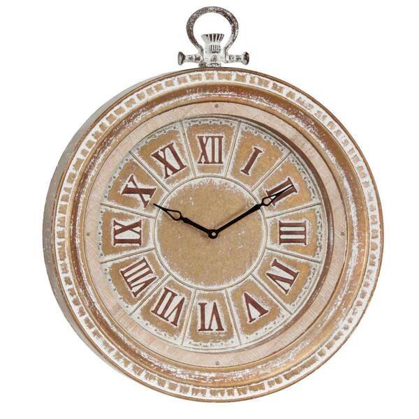 Litton Lane Beige Metal Vintage Wall Clock