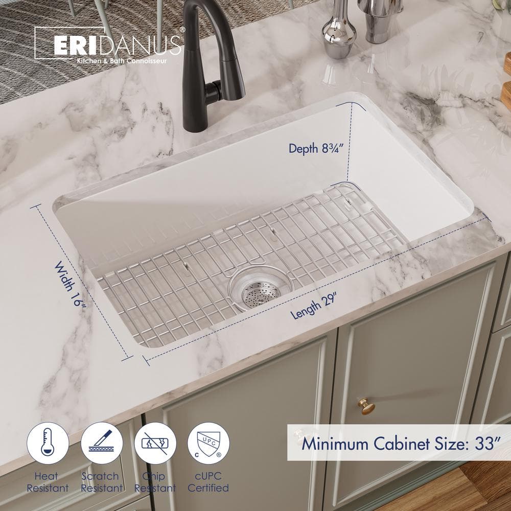 Oslo White Fireclay Single Bowl Drop-In Kitchen Sink