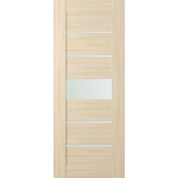 Belldinni Vona 07-06 28 in. x 83.25 in. No Bore 5-Lite Frosted Glass Loire Ash Solid Composite Wood Interior Door Slab