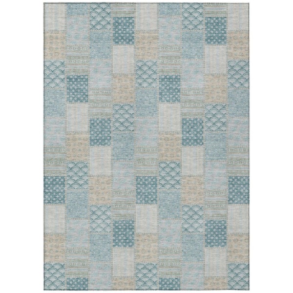 Chantille Machine Washable Indoor/Outdoor Abstract ACN2923 Teal 10 ft. x 14 ft. Area Rug