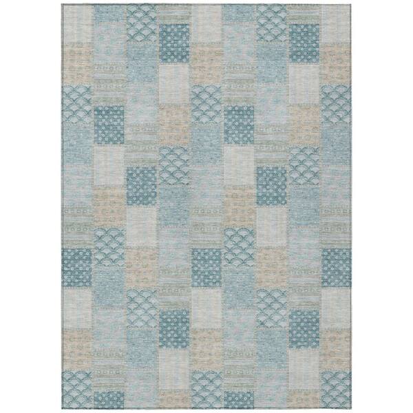 Chantille Machine Washable Indoor/Outdoor Abstract ACN2923 Teal 5 ft. x 7 ft. 6 in. Area Rug