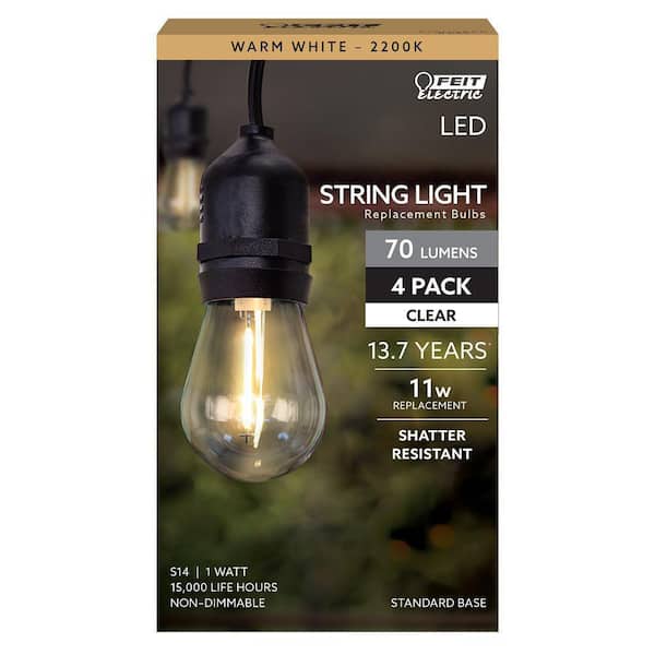 String Light Company S14 Clear Replacement Bulbs – 11W, E26 Base, Pack Of 12, For Patio, Party, And Outdoor String Lights