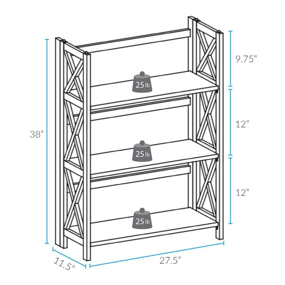 Modern Black Solid Wood 3-Shelf Stackable Bookcase with Doors