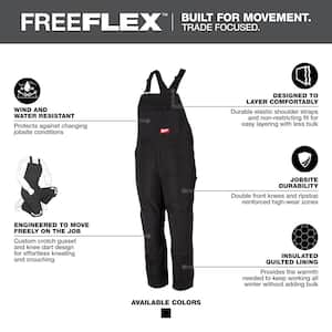 Men's Medium Short Black FREEFLEX Insulated Bib Overalls and Medium Black Mid Weight Hoodie (2-Pack)