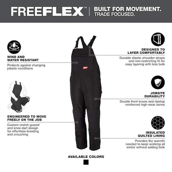 Milwaukee Men's Small Short Black FREEFLEX Insulated Bib Overalls