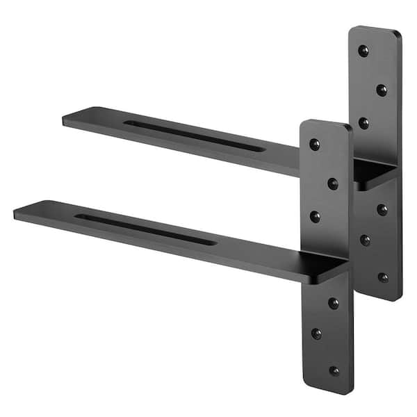 T Shelf Bracket 2 Piece 200 lbs. Weight Capacity 18 x 2.89 x 12 in./457.2 x 73.5 x 304.8 mm Solid Steel Heavy Duty Black