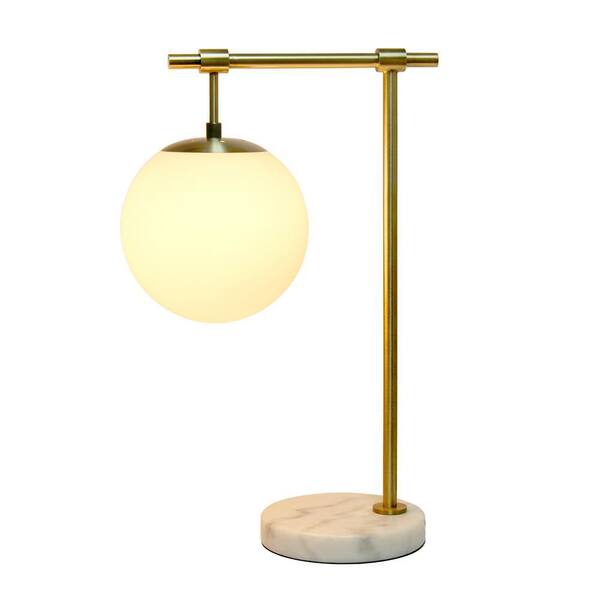 Elegant Designs 21 in. Antique Brass Modern White Glass Globe 