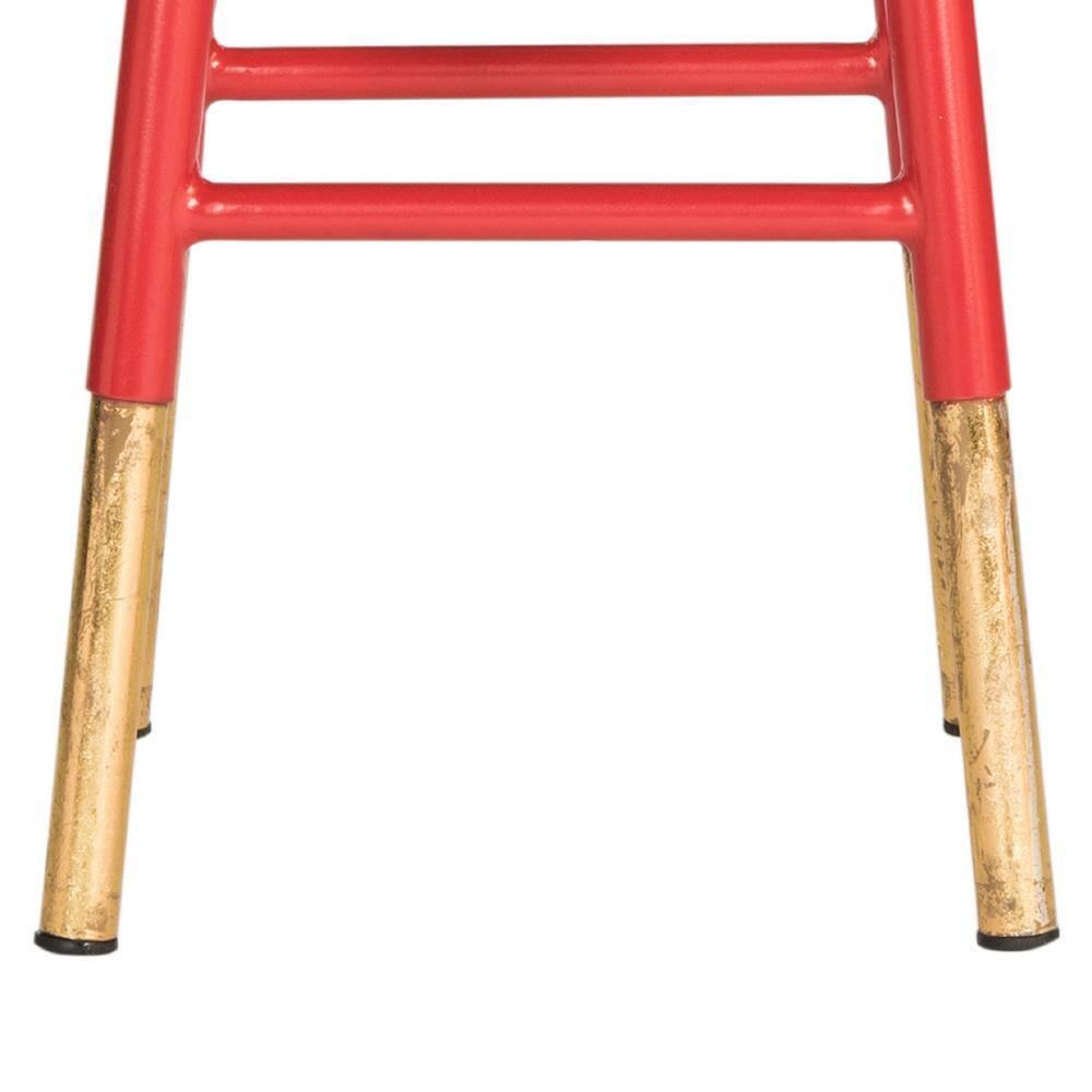Transitional 24" Red and Gold Metal Counter Stool