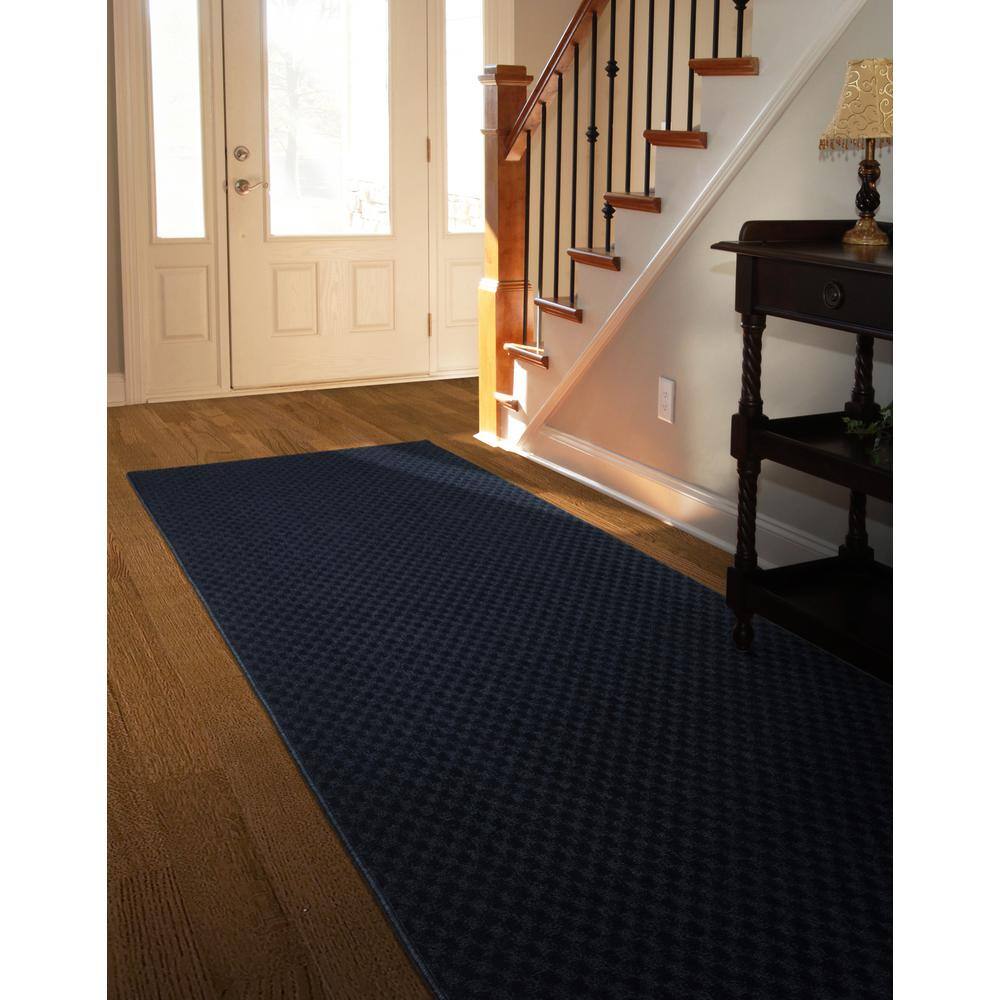 Navy Polypropylene Non-Slip Runner Rug, 3' x 12'