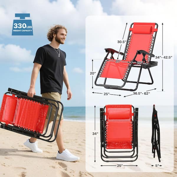 MoNiBloom Patio Lounge Foldable Zero Gravity Chair with Cup