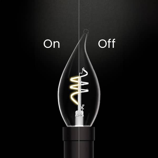 60W Equivalent BA11 E12 Candelabra Switch to Dim White Filament Clear Chandelier LED Light Bulb Soft White 2700K(3-Pack)