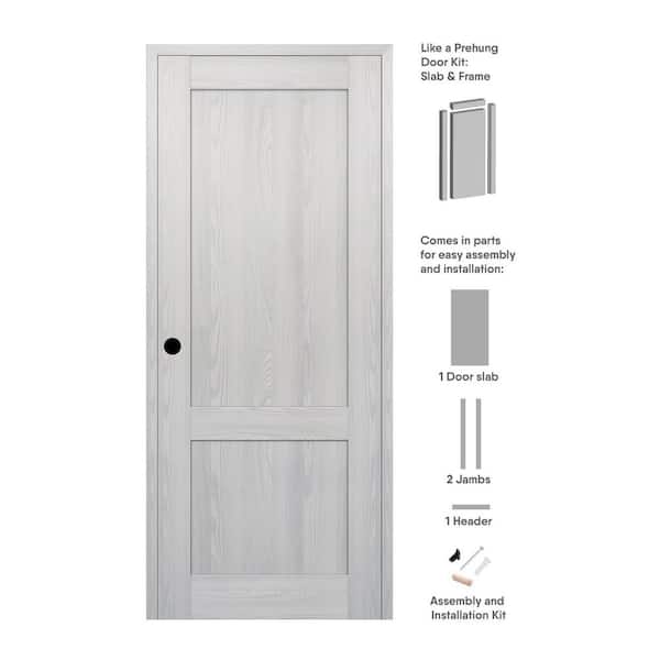 Belldinni 2-Pane Shaker 32 in. x 84 in. Right Hand Ribeira Ash Wood Composite DIY-Friendly Single Prehung Interior Door