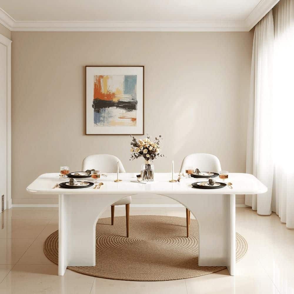 White Wood 63 in. Double Pedestal Dining Table Seats 6 price history on PriceWatchPro