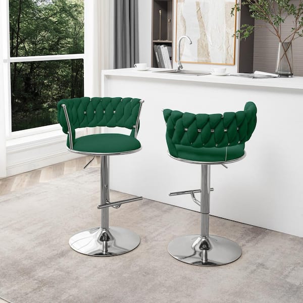 Velvet shops green bar stools