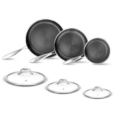 6-Piece Stainless Steel Cookware Set TriPly Dakin Etching Non-Stick Coating in Black