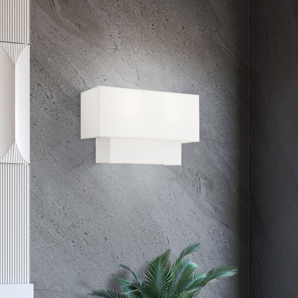 Swaney Brushed Nickel 2-Light Dimmable Fabric Shade Sconce