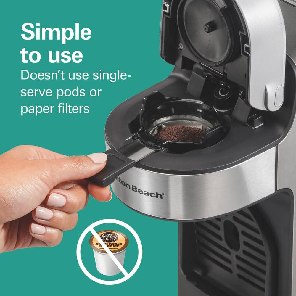 Stainless Steel Single-Serve Coffee Maker with Removable Reservoir