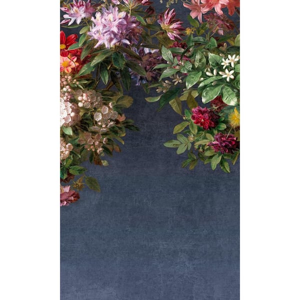 Walls Republic Blue Hanging Floral Blossoms Printed Non-Woven Paper Non-Pasted Textured Wallpaper L: 8' 8 in. x W: 83 in.