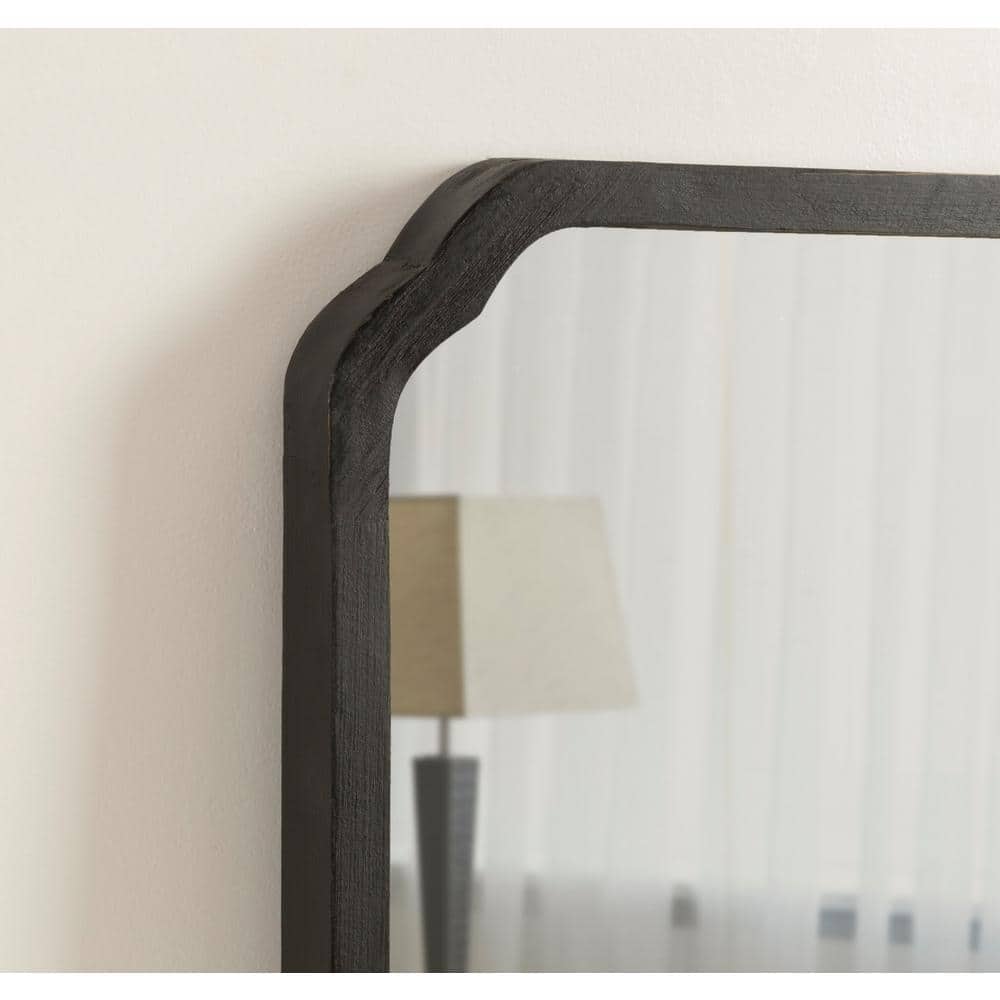 Marston 24" Distressed Black Wood Square Bathroom Vanity Mirror