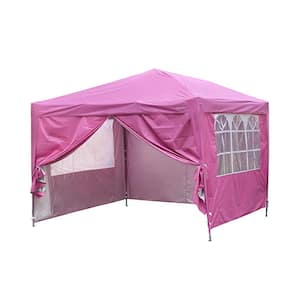 10 ft. x 10 ft. Pink Outdoor Patio Canopy With Canopy Bag and 4 Removable Side
