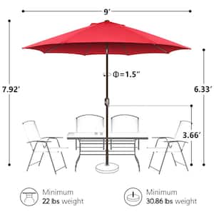 9ft Outdoor Market Patio Umbrella in Red with Push Button Tilt