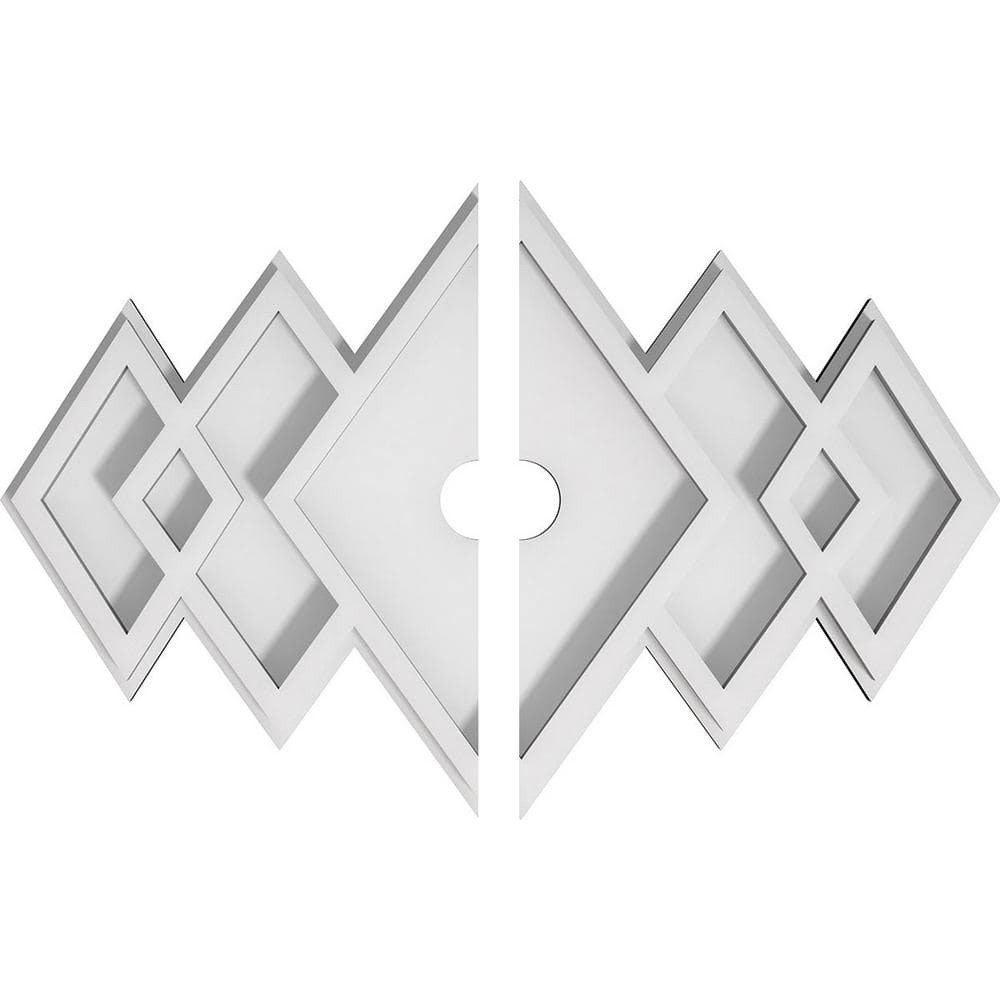 White PVC Geometric Contemporary Ceiling Medallion, 12" x 8"