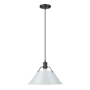 Orwell 100-Watt 1-Light Matte Black and Dusky Blue Pendant Light