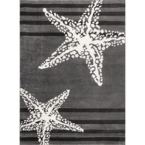 Minnie Coastal Starfish Gray Doormat 3 ft. x 5 ft. Indoor Area Rug