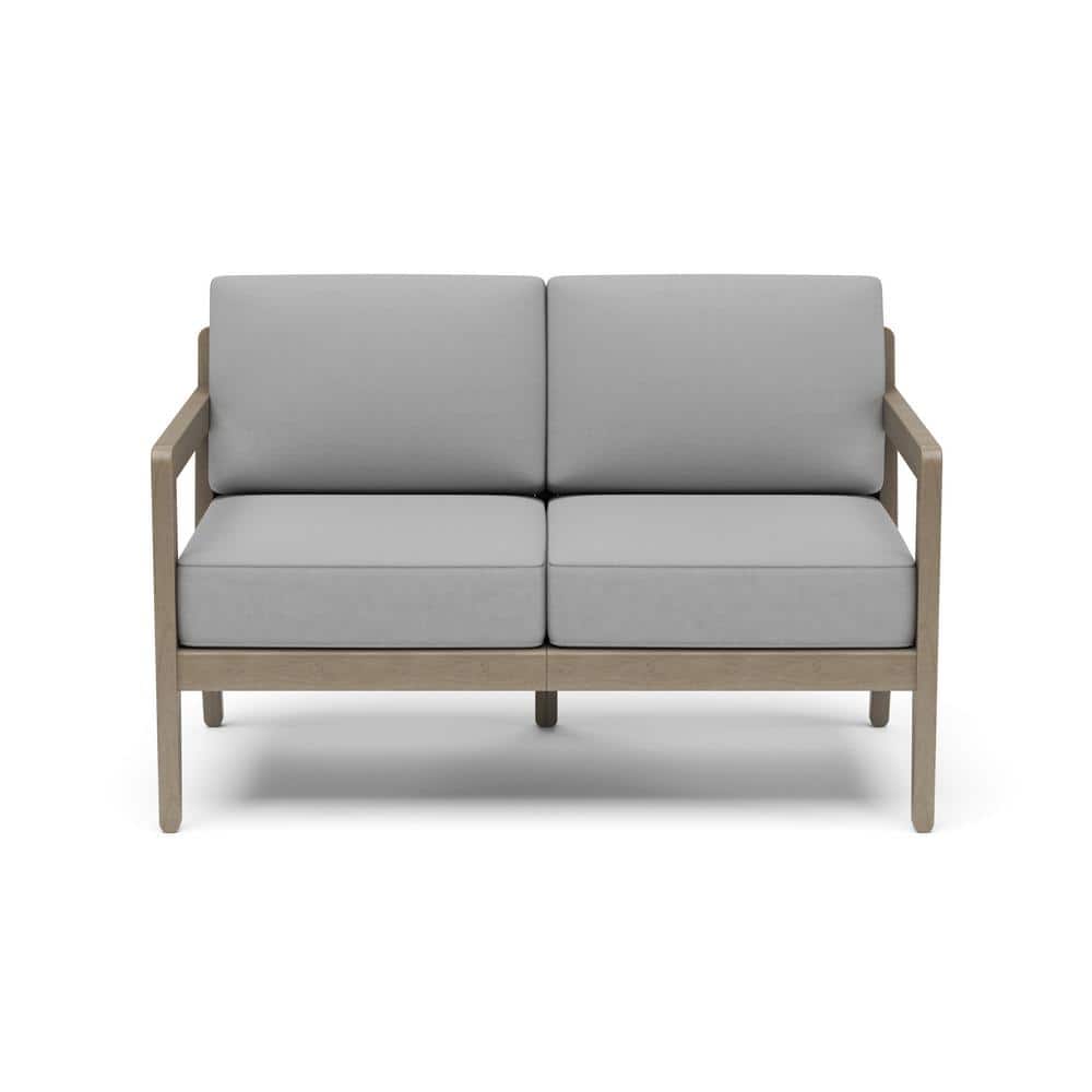 Gray Acacia Wood Outdoor Loveseat with Cushions