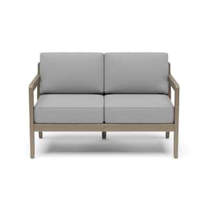 Sustain Gray Wood Outdoor Loveseat with Gray Cushion
