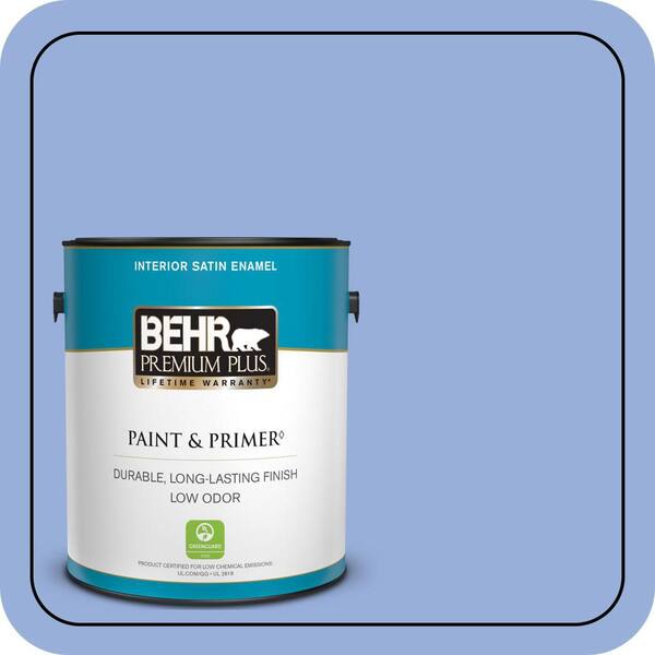 BEHR PREMIUM PLUS 1 gal. #590B-4 Anemone Satin Enamel Low Odor Interior Paint & Primer