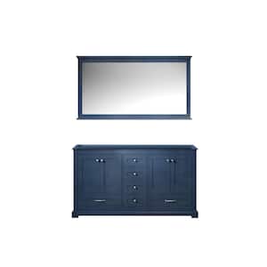 Dukes 60 in. W x 22 in. D Navy Blue Double Bath Vanity without Top and 58 in. Mirror
