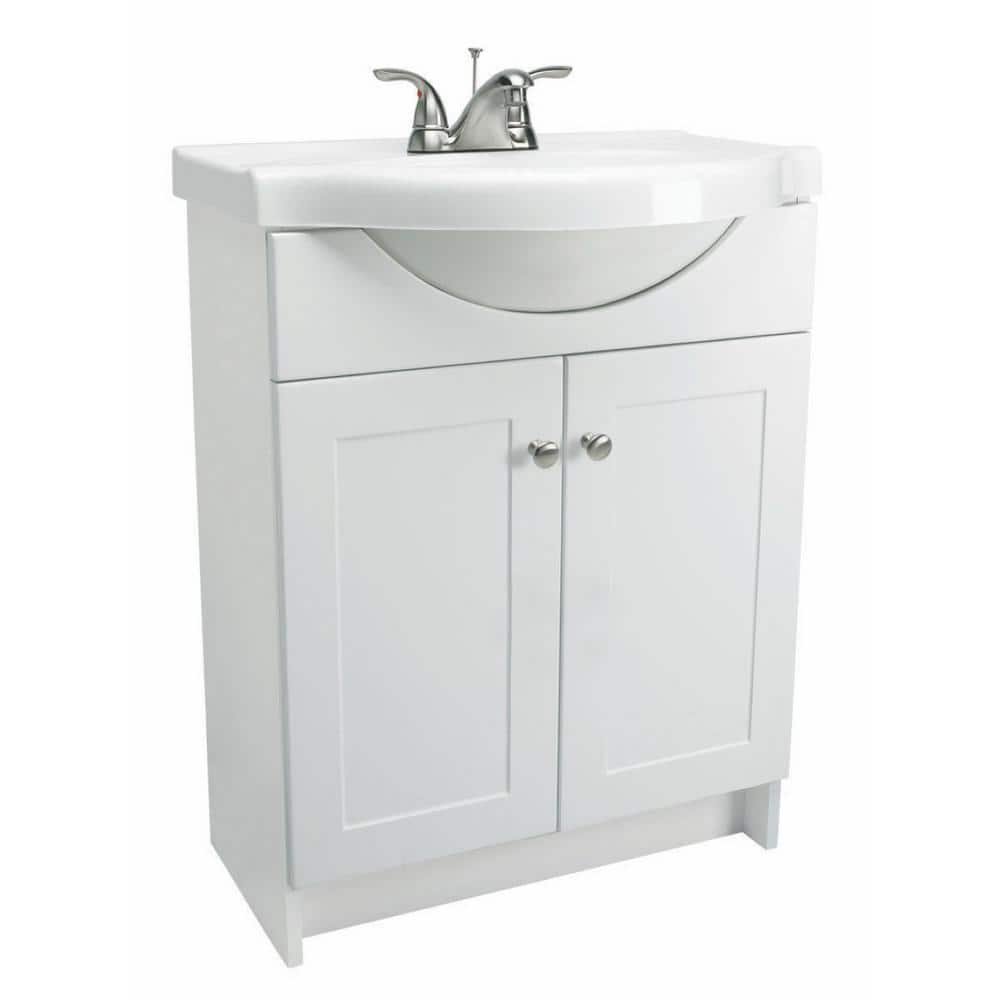 Design House Euro 31 In W X 18 In D Vanity Cabinet In White With Cultured Marble Vanity Top In White 541664 The Home Depot