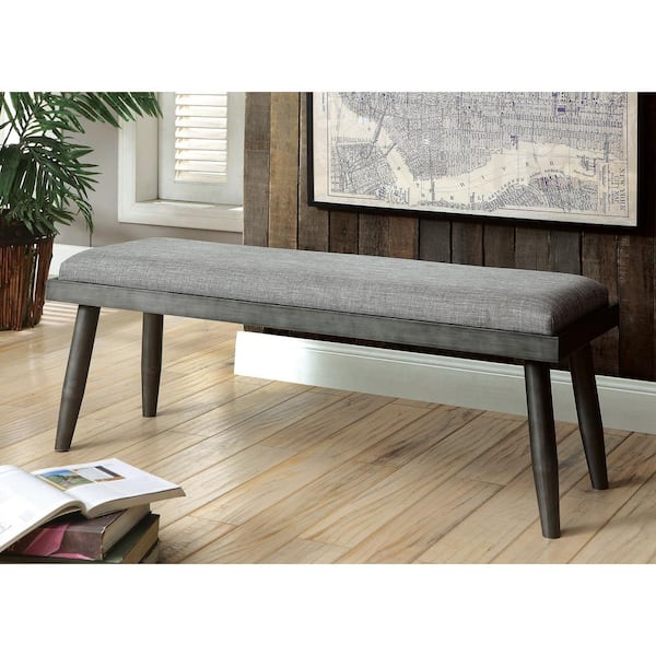 Vilhelm I Gray Mid-Century Style Bench