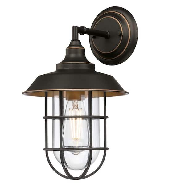 Westinghouse Iron Hill 1-Light Black-Bronze Finish with Highlights Outdoor Wall Mount Lantern and Clear Glass
