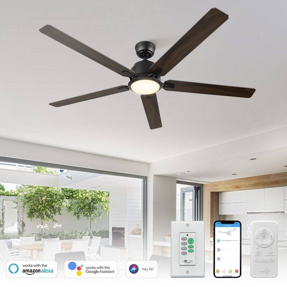 60 in. Indoor/Outdoor Black Downrod LED Smart Ceiling Fan with Remote Control and Wall Control, 10-Speed DC Motor price history on PriceWatchPro
