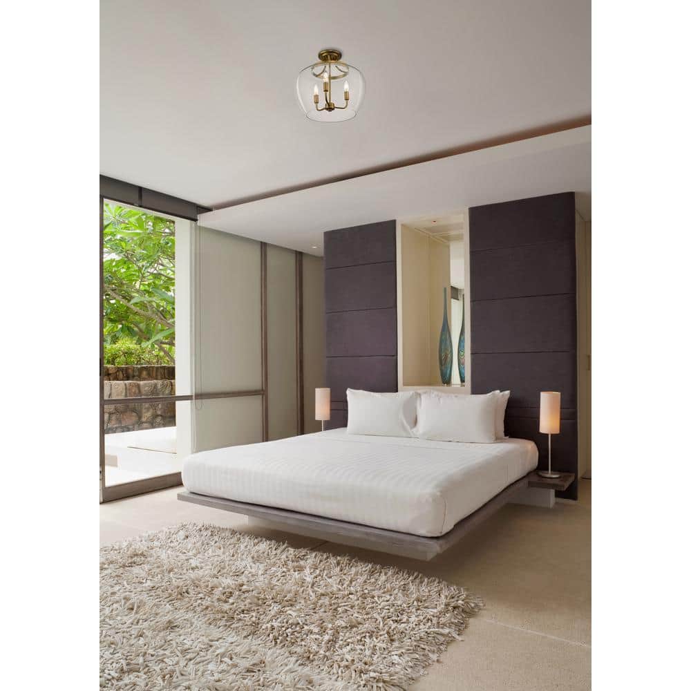 15.75" Gold and Clear Glass Semi-Flush Mount Ceiling Light