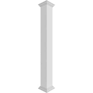9-5/8 in. x 9 ft. Premium Square Non-Tapered, Smooth PVC Column Wrap Kit, Crown Capital and Base