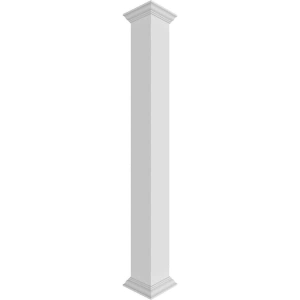 11-5/8 in. x 8 ft. Premium Square Non-Tapered, Smooth PVC Column Wrap Kit, Crown Capital and Base