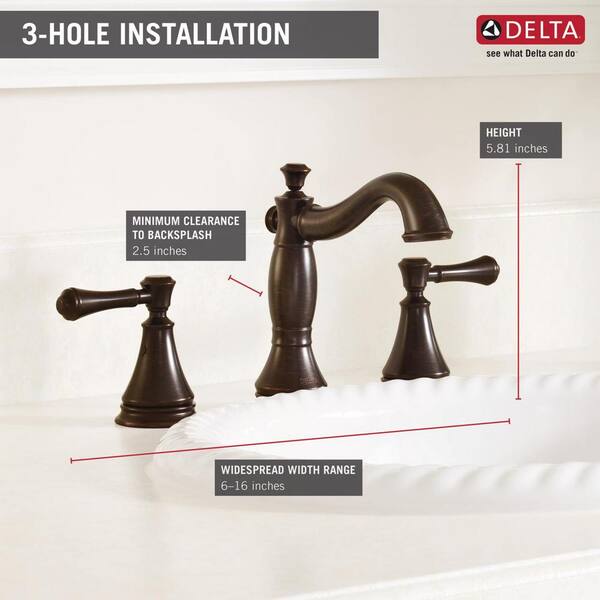 Delta Cassidy 8 in. Widespread 2-Handle Bathroom Faucet with Metal 