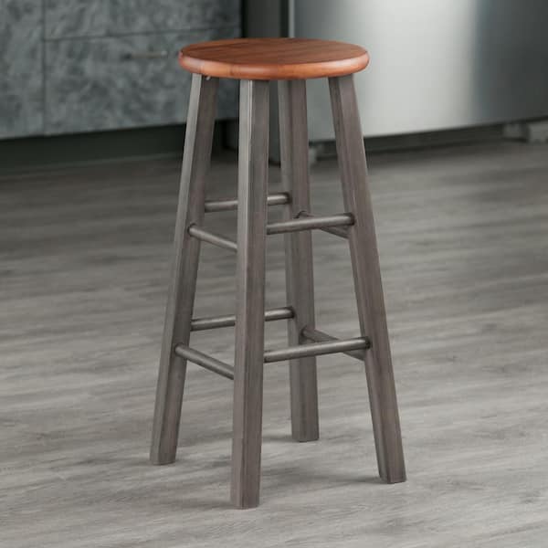 Ivy 29 in. Rustic Teak and Gray Bar Stool