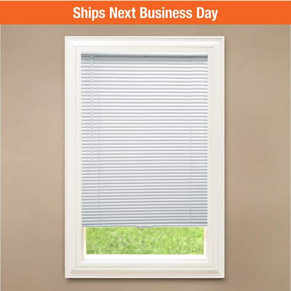 Hampton Bay White Cordless Room Darkening Vinyl Mini Blinds with 1 in.  Slats-34 in. W x 48 in. L (Actual Size 33.5 in. W x 48 in. L)  10793478184255 - The Home Depot