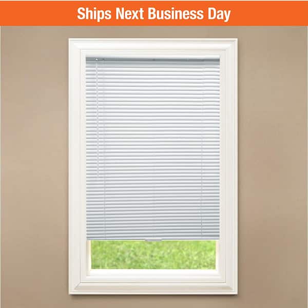 White Cordless Room Darkening Vinyl Mini Blinds with 1 in. Slats-34 in. W x 48 in. L (Actual Size 33.5 in. W x 48 in. L)