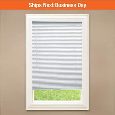 White Cordless Room Darkening Vinyl Mini Blinds with 1 in. Slats-42 in. W x 48 in. L (Actual Size 41.5 in. W x 48 in. L)