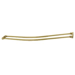 Edenscape 60 in. to 72 in. Stainless Steel Adjustable Curved Shower Curtain Rod in Brushed Brass