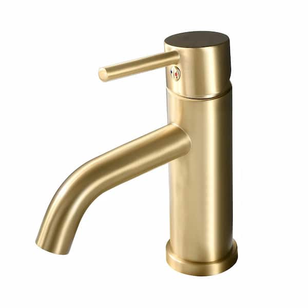 Modern Luxurious Single Handle Single Hole Bathroom Sink Faucet Bathroom Faucet with Handle in Brushed Gold